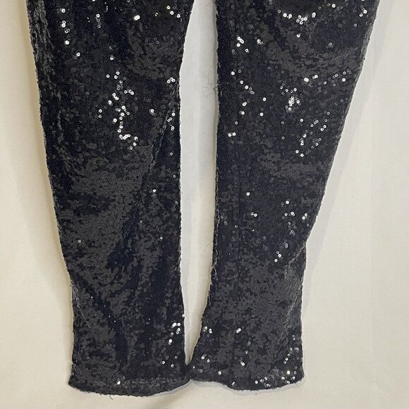 Black Sequin Strapless Jumpsuit 2X Long Pants Black Stretch Curvy Sense Pull On - Picture 5 of 16